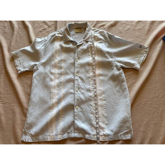 Cubavera Linen Guayabera Shirt Light Blue Men's L - Picture 6 of 8
